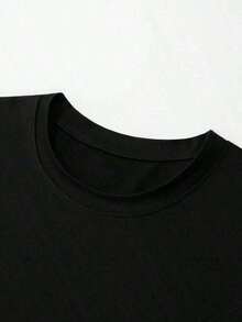 Camiseta hombre cuello redondo y manga corta. Estilo casual con estampados modernos y cómodos. Para hombres y mujeres, estilo pareja, pareja, camiseta de manga corta con estampado de moda QKUB - Negro - Ver 5