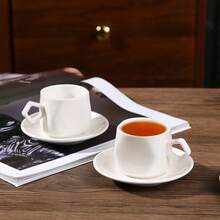 90ml/3.16oz Ceramic Coffee Cup And Saucer Set, Suitable For Turkish Espresso And Italian Coffee Cups - Type B - View 5
