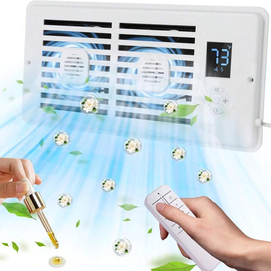 Hot And Cold Air Circulation Boost Exhaust Fan, With Silent Design, Dual Remote Control + LCD Control, 10 Adjustable Wind Speed Settings, Intelligent Constant Temperature Operation, Built-In DIY Aroma Diffuser, Suitable For Whole-House Use