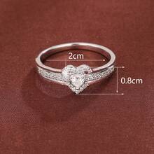 1 chiếc nhẫn nữ hình trái tim thanh lịch đính đá Cubic Zirconia, thích hợp làm quà tặng dịp lễ. - Nhiều màu - Xem 7