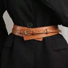 2-In-1 Women's Wide/Thin Belt, Suitable For Dresses And Pants, With Gold Buckle - Multicolor - View 4