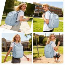Grand sac à dos de voyage en nylon pour femmes et hommes, sac à dos scolaire imperméable avec compartiment pour ordinateur portable de 15,6 pouces, sac à dos décontracté multi-poches avec sangle pour bagage pour le travail, l'université et les activités extérieures - Multicolore - Voir 9