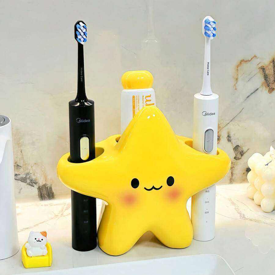 1/2 piezas Soporte para cepillo de dientes con estrella linda, soporte para cepillo de dientes estilo pareja, estante de alta calidad para almacenamiento de pasta de dientes y cepillo de dientes, organizador de cepillo de dientes para baño