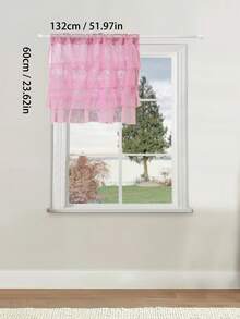 1pc Solid Color Romantic Multi-Layer Sheer Curtain, Suitable For Living Room, Bedroom, Doors & Windows - Top Rod Pocket Design - Sheer Curtain Panel - Home Decor - Fabric Divider - Room Decorative Curtain - Four-tiered Cake Skirt - View 10
