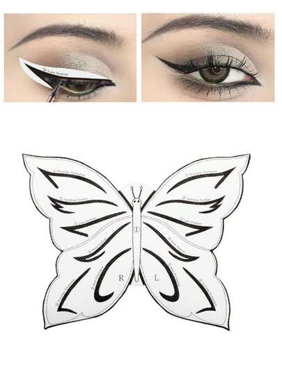 24pcs Professional Butterfly Eyeliner & Eyeshadow Stencil Kit, Nonwoven Fabric Material, 4 Styles, With Sticky Eyeshadow & Eyeliner Auxiliary Tools - Nonwoven Makeup Template Set, Suitable For Various Eye Makeup, Eyeshadow, Stage Makeup