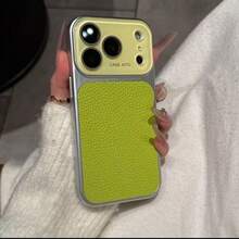 奢华仿鳄鱼纹皮革手机壳，带大窗口，兼容 17 Pro Max、17 Pro、17、16 Pro Max、16 Pro、15 Pro Max、15 Pro、13 Pro Max、14 Pro、16、15、14、13，镜头保护防摔后盖 - 綠色 - 查看 2