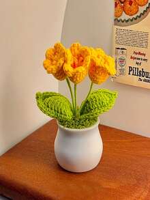 Flor de ganchillo, flores en maceta de nomeolvides de ganchillo tejido en rosa, blanco, azul, flores en maceta de girasol de ganchillo tejido, flores en maceta hechas a mano, flores de regalo para cumpleaños, boda, coche, decoración del hogar, plantas en maceta de flores de ganchillo hechas a mano - Multicolor - Ver 16