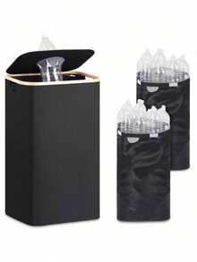 Bamboo Frame Deposit Bottle Recycling Bin, Recycling Bin, 100L Large Capacity Trash Can, Laundry Basket, Foldable Beverage Bottle Storage Basket, Suitable For Home, Kitchen, Bathroom, Storage Room, Living Room, Can Store Bottles And Cans, Bathroom, Kitchen, Living Room Accessories, Holiday Gift - Multicolor - View 7