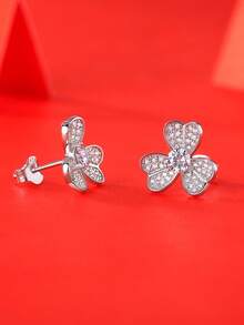 1 Đôi bông tai hình cỏ bốn lá bằng bạc S925 đính đá Moissanite 0.6CT, thích hợp làm quà tặng cho nữ nhân dịp lễ đính hôn, đám cưới, tiệc tùng, ngày lễ, mùa cưới. - Nhiều màu - Xem 4