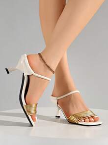 5cm New Colorblock Minimalist Wedge Thong Sandals, Women's Open Toe High Heels For Summer 2025 - Beige - View 4