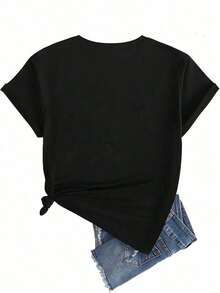 Camiseta De Manga Corta Con Estampado, Estilo Callejero De Nueva York, Con GráFicos De EMPIRE STATE, LIBERTY Y BROOKLYN, Para Mujer - Negro - Ver 2