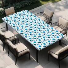 NS Style Blue Polka Dot Waterproof Tablecloth, Oil & Stain Resistant Rectangular Dining Table Cover, Suitable For Outdoor Camping, Picnic, Patio, Home Kitchen, Restaurant, Coffee Table Decor - A - View 4