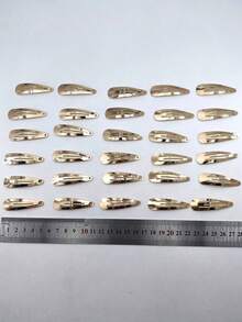 30pcs Gold Metal Water Drop Shaped DIY BB Clips, Minimalist Style Casual Hair Clips, Hair Accessories, School Supplies - Gold - View 20