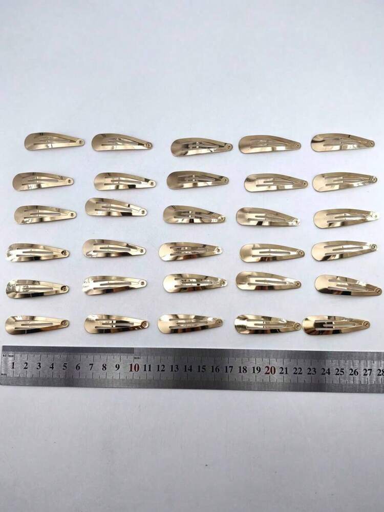 30个金色金属水滴形DIY发夹，简约休闲发夹，发饰，学习用品 - 金色 - 查看 19