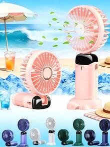 1pc Ultra-Portable Mini Handheld Electric Fan, USB Rechargeable Portable Fan, 5 Wind Speeds, Digital Display, Neck Strap, Foldable Desk Fan With Stand, Suitable For Summer Office, Beach, Dorm, Outdoor, Travel, Camping, School, Room Decor 800mAh - Multicolor - View 12