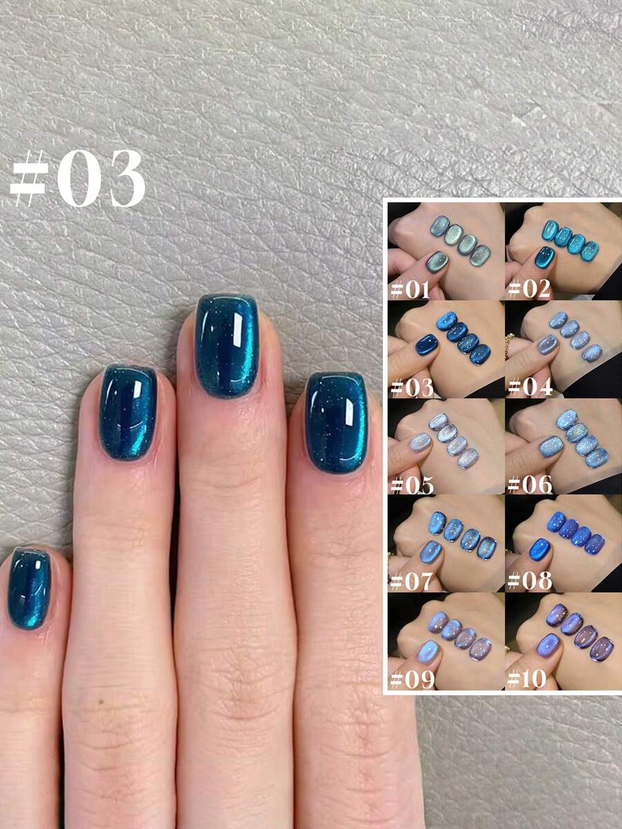 MIANEL GEL Sơn móng tay gel mắt mèo hạt thủy tinh xanh dương mới mùa hè 12ml, sơn móng tay pha lê xanh, đèn UV cho móng tay xanh, làm móng mùa xuân & đông, làm móng ngày Valentine, dụng cụ làm móng tại salon.