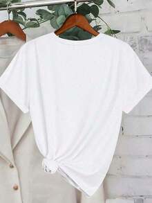 Women's Casual Short Sleeve Round Neck T-Shirt - White - View 3