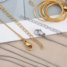 Bộ 5 dây chuyền thép không gỉ dạng mắt xích hình rắn kèm khóa càng cua, dài 45+5cm, màu vàng và bạc, thích hợp để tự làm trang sức. - chuỗi rắn - Xem 3