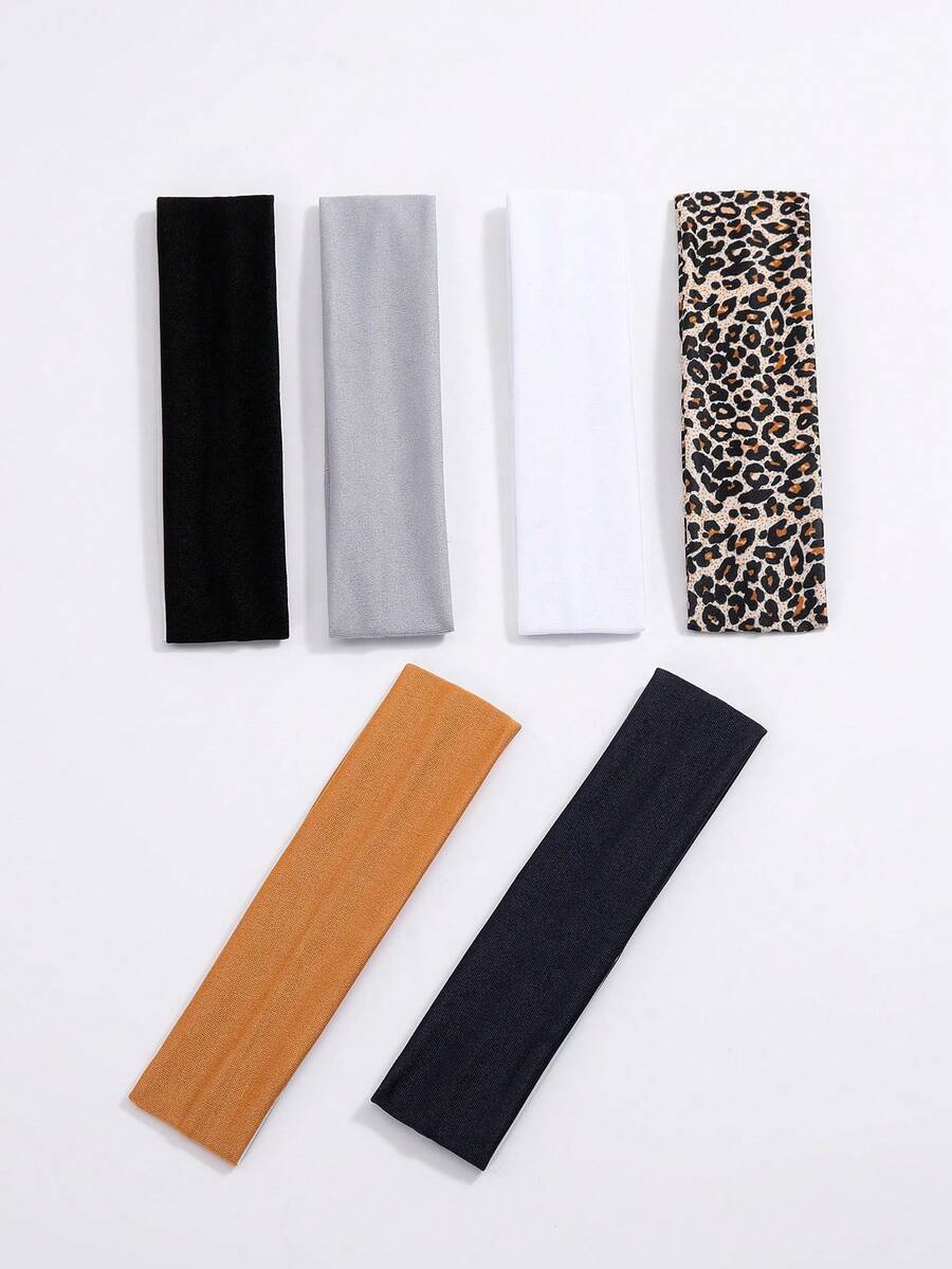 6 chiếc băng đô in họa tiết da báo, thích hợp để đeo hàng ngày.