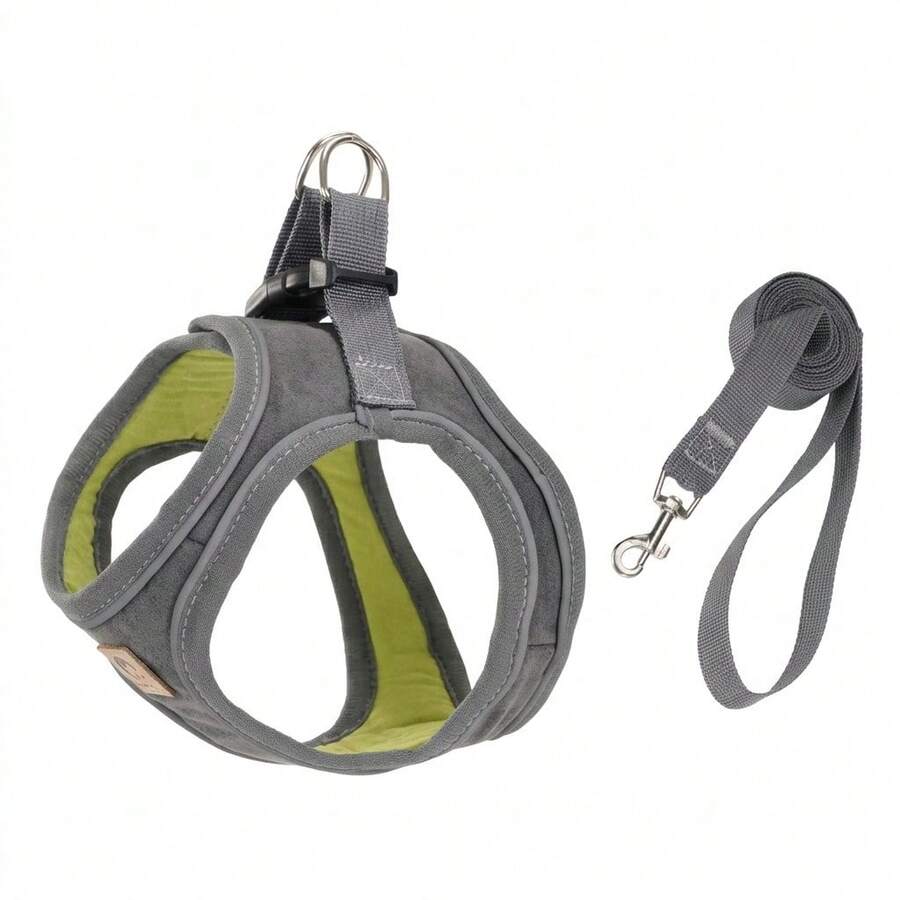 2pcs Reflective Pet Leash And Harness Set, Soft Breathable Mesh Vest With Bright Reflective Stripes And Dual Metal D-Rings, Comfortable Non-Chafing Dog Harness Suitable For Small/Medium Dogs & Cats, Multiple Colors Available