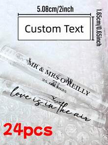 Personalized Wedding Bubble Labels [Labels Only, Bubble Wand Not Included], Customized Wedding Bubble Labels, Customizable Name And Logo PVC Stickers, Suitable For Wedding Favors, Bachelorette Party, Outdoor Wedding Send-Off, Customized Bubble Wand Labels, Wedding Bubble Tube Labels, Wall Decals - Multicolor - View 11