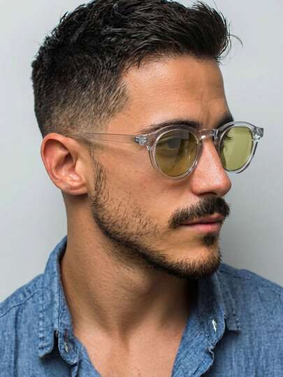 1 Pair Men's Transparent Gray Round PC Frame Minimalist Solid Color Rivet Casual Fashion Glasses