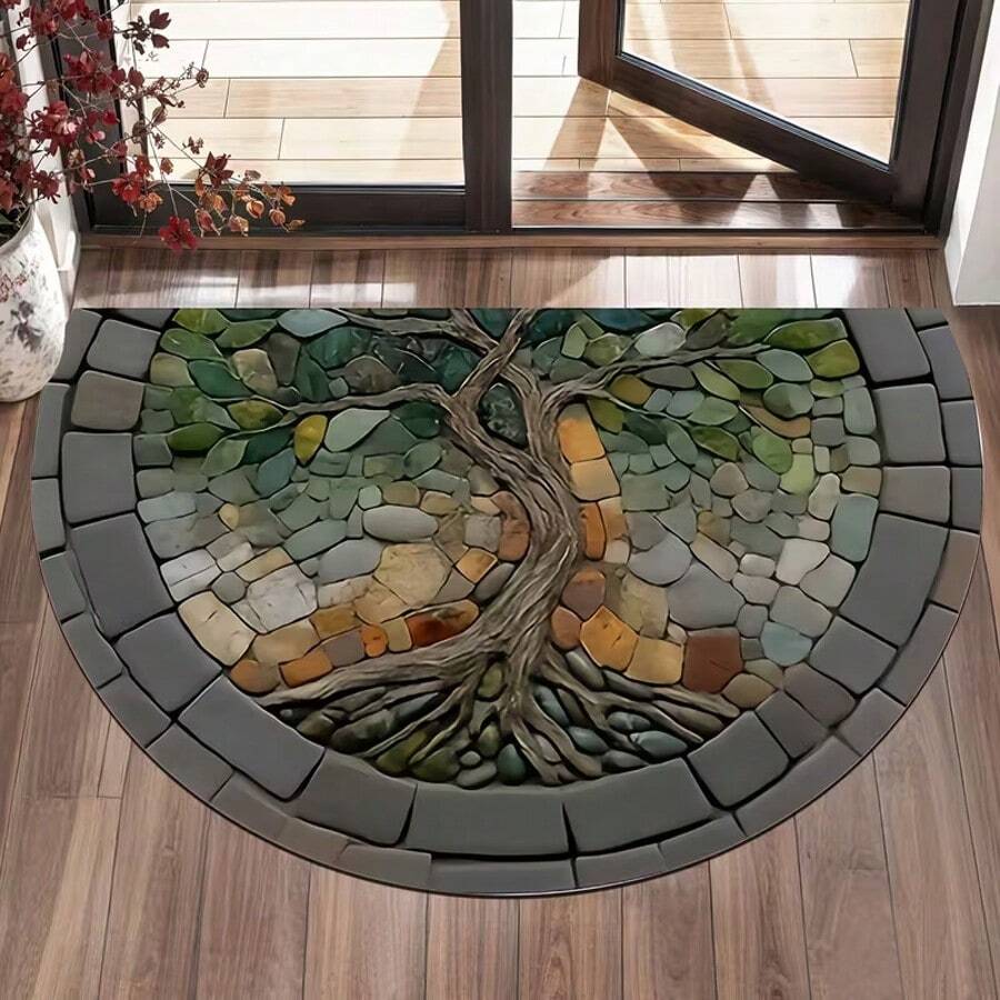 1pc Stone Texture Tree Root Creative Doormat, Small Rug, Welcome Mat, Carpet, Floor Mat, Outdoor Doormat, Kitchen Rug, Home Decor, Front Door Mat, Area Small Rug, Outdoor Mat, Home Decor, Area Rug, Garden Rug, Graduation Gift, Washable Carpet - Multicolor - View 1