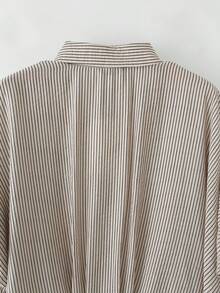 Camisa de manga corta con cuello a rayas y detalle de corbata, verano - Multicolor - Ver 7