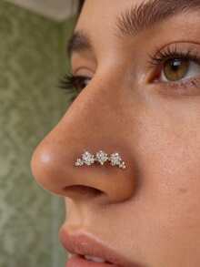 Khuyên mũi hình lá đồng thời trang đính đá Cubic Zirconia | Trang sức xỏ lỗ mũi bằng bạc dành cho nữ - Bạc - Xem 14