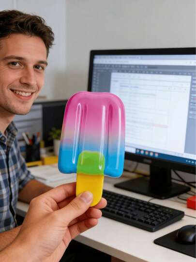 1个迷你果冻渐变冰淇淋软萌玩具，冰淇淋和冰棒造型，挤压减压解压玩具，颜色随机（不同批次颜色可能略有差异）