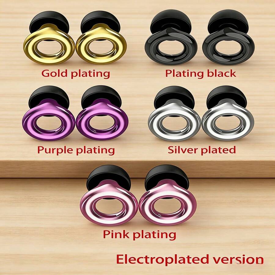 1 Pair Electroplated Metal Surface Earplugs, Noise-Canceling Soft Silicone Earplugs, Reusable, Waterproof, Suitable For Sleep, Swimming, Travel