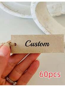 Personalized Gift Tags With Fine Hemp Rope – White & Kraft Paper Hang Tags With Custom Name Text, Gift Packaging Tags Labels With String Gift Rope, For Celebrating With Us, For Birthday, Wedding, Party, Baking Packaging, Dessert Table Decoration - Multicolor - View 12