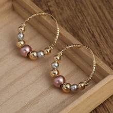 Bohemian Elegant Large Hoop Earrings, Suitable For Women's Party, Wedding, Minimalist Fashion Daily Wear Jewelry Statement Gift - Gold - View 1