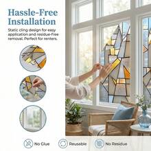 1/4pcsMinimalist And Refreshing Geometric Frosted Glass Window Stickers Are Reusable, Adhesive-Free, Opaque, And Heat-Insulating, Suitable For Bathrooms, Living Rooms, And Glass Decoration. - Frosted Stickers - View 6