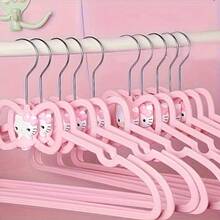 SANRIO 1 cái/5 cái Móc treo quần áo bằng nhựa hình mèo KT, thiết kế nơ hình trái tim màu hồng, giá phơi chống trượt dùng trong nhà - Một kích cỡ phù hợp cho tất cả - Xem 2