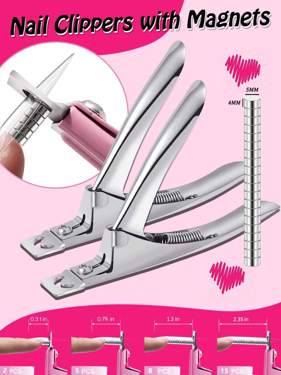 Cortaúñas magnético ajustable, adecuado para uñas acrílicas, cortaúñas acrílicas profesionales ajustables, cortaúñas de acero inoxidable, adecuado para uñas artificiales, herramienta de tijeras de uñas de hoja afilada profesional, cortaúñas acrílicas de acero inoxidable ajustable, adecuado para uñas artificiales