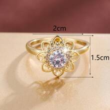 1pc Fashion Heart Lace Design Cubic Zirconia Women's Ring, Holiday Gift - Multicolor - View 7