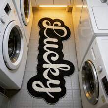 1pc Faux Cashmere Material Asymmetrical Rug, Casual Personalized Creative Rug, Asymmetrical Letter Rug, Soft Floor Carpet, Suitable For Living Room, Bedroom Soft Carpet, Winter Decoration Floor Mat, Machine Washable Home Carpet Room Decor (Hand-Measured, May Have 1-3cm Error) - Black and White - View 14