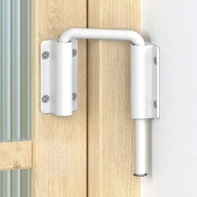 2pcs Sliding Door Reinforced Ring Lock - 90/180 Degree U-Shaped Locking Mechanism, Suitable For Barn, Garden, Fence And Windows - Durable And Long-Lasting - White