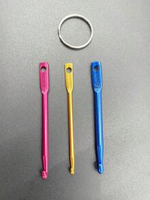 Mini Aluminum Crochet Hook Keychain Set, Includes 3.0/4.0/5.0mm 3 Sizes Of Crochet Hooks, Lightweight And Durable, Convenient To Carry, Compatible With Yarn, Acrylic Yarn And Other Different Thicknesses Of Yarn, Suitable For Handmade Enthusiasts Basic Crochet, Clothing Repair, Accessory Making And Other Daily DIY Creations - Keychain Crochet - View 9