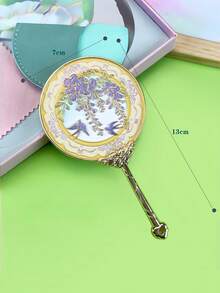 Vintage Alloy Carved Handheld Mirror, Portable Makeup Mirror With Exquisite Embossed Pattern, High-Quality Metal Appearance, Suitable For Makeup Touch-Ups, Bedroom, Wall, Vanity, Tabletop, Bathroom, Compact Mirror, Home Decor - Multicolor - View 8