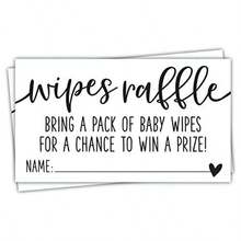 D50 Wipes Raffle Ticket Cards - Baby Shower Game - Modern Script Design - 如圖所示 - 查看 1