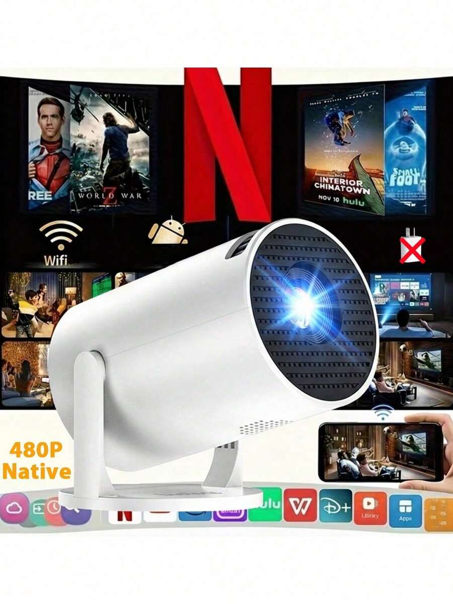 投影仪需要 5V 2A 适配器 - 建议按照图片所示步骤连接投影幕布 - 适配器不包含在内，仅提供数据线 - 2025 年新款旗舰安卓投影仪，内置安卓系统/4D 体验/超静音设计，适用于家庭影院、教育、办公、游戏，240° 全景投影/完美礼品之选