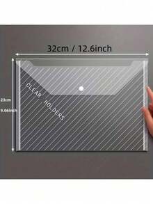 10/5/1pc A4 Plastic File Folder - Thick File Folder, Transparent Snap Closure Student Document Organizer Bag, A4 File Folder, PP Transparent Plastic Snap Closure File Folder, Plastic File Folder, Colorful Waterproof Data Bag, Office File Folder, Fashionable File Storage, Waterproof PP Material, Suitable For Students And Office Use, Back To School Season, School Supplies - A - View 9
