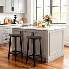 Set Of 2 Wooden Bar Stools Comfortable Warm Premium Quality Kitchen Home Décor - 棕色 - 查看 4