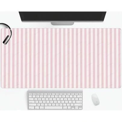 1pc Various Sizes Pink Striped Kawaii Cute Pastel Large Gaming Mouse Pad - Smooth Keyboard Mat - Base, Sturdy - For Office And Home Computer Gear, Mouse Pad For Desk, Pastel Mouse Mat, Desk Pad
