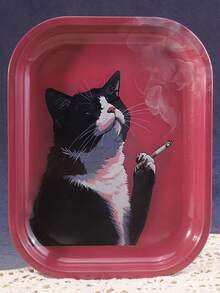 1个牛猫图案卷烟托盘，绝佳的卷烟工具，理想的节日礼物 - 印花款 - 查看 8