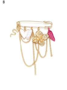 Broche exagérée aux éléments colorés de crabe, poisson, crevette, hippocampe. Broche de style baroque avec perle, fleur d'étoile de mer et éléments géométriques marins. Convient comme accessoire décontracté ou cadeau pour femmes. - Multicolore - Voir 17