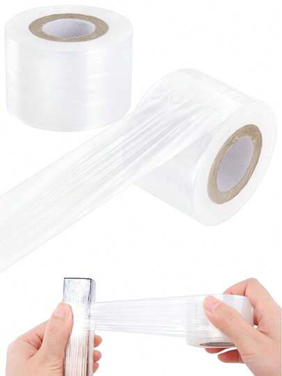 1pc/2pcs Stretch Film, Mini Shrink Wrap Film Rolls, No Heat Needed Transparent Shrink Wrap Rolls, Suitable For Bottle Sealing, Gift Packaging Rolls, Mini Shrink Wrap Rolls, Applicable For Packaging Bottles, Cans And Other Containers, Fixing Small Bottles, Cans, Tin Cans Sealed Packaging, Gardening Grafting Plant Tape