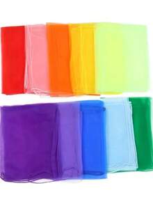 60cm Set de 6 piezas de unicolor mixto + 10 piezas de unicolor de pañuelo de gasa de nailon, versátil para actuaciones y baile, nuevo pañuelo de color caramelo - bufanda cuadrada pequeña - Ver 5